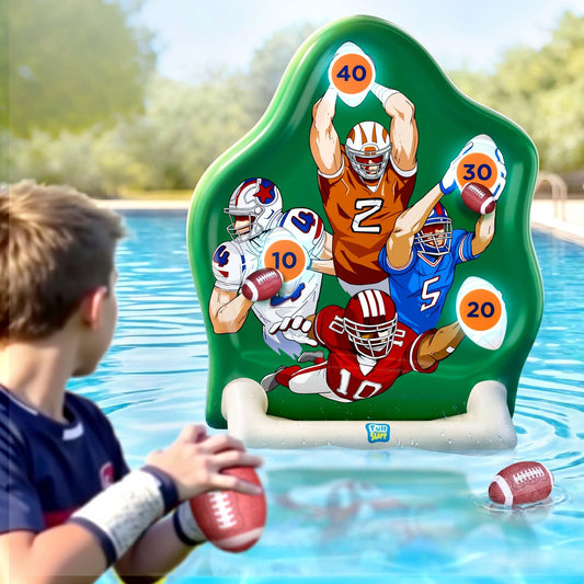 Funscape Kids Fun Pool Toys, Inflatable Football Toss Target Game, Swimming Pool Floats, Beach Yard Outdoor Water Play, Summer Party Birthday Sport Gift 3 4 5 6 7 8 9 12 Yrs Boy Girl Teen