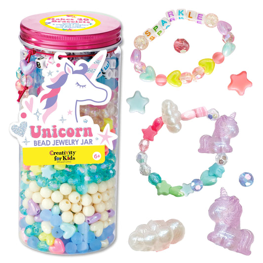 Creativity for Kids Unicorn Bead Jewelry Jar - Create 40+ DIY Friendship and Unicorn Bracelets for Girls | Gifts for Mom | Spring Crafts | Arts and Crafts for Kids | Unicorn Gifts for Girls (Ages 6+)