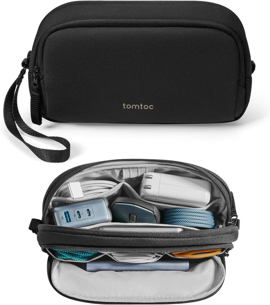 tomtoc Electronic Organizer Travel Case, Water Resistant Dual Compartment Tech Pouch Cable Organization Storage Bag