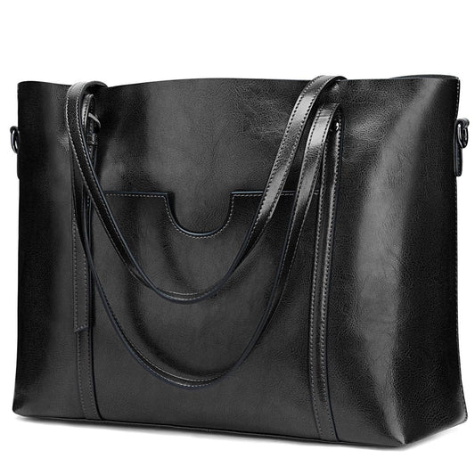 S-ZONE Women Genuine Leather Top Handle Satchel Daily Work Tote Shoulder Bag