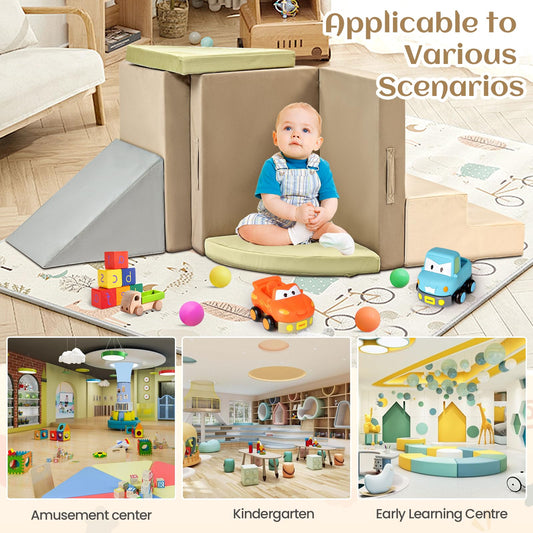 6-Piece Toddler Climbing Toys Indoor, Foam Climbing Toys for Toddlers, Soft Play Baby Climbing Blocks for Crawling and Sliding, Safe Climbing Play Set Indoor Gym Equipment for Toddler1-3, Infant, Baby