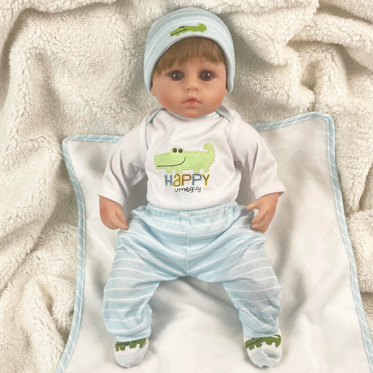 JRLCGYP Realistic Reborn Dolls Boy, 16" Lifelike Silicone Vinyl Baby Realistic Baby Dolls Toys Looks Real with Weighted Soft Body Gift Set for Over 3 Years Old…