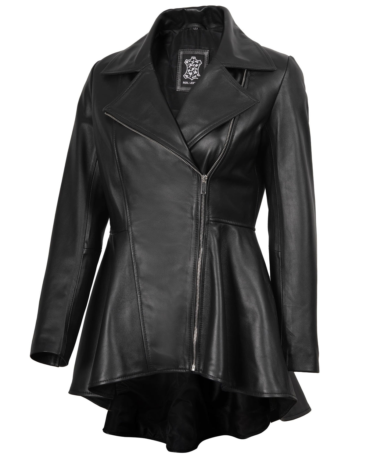 Decrum Disc leather Jacket Womens - Peplum Leather Jackets | [1314433] Clarissa Black, M