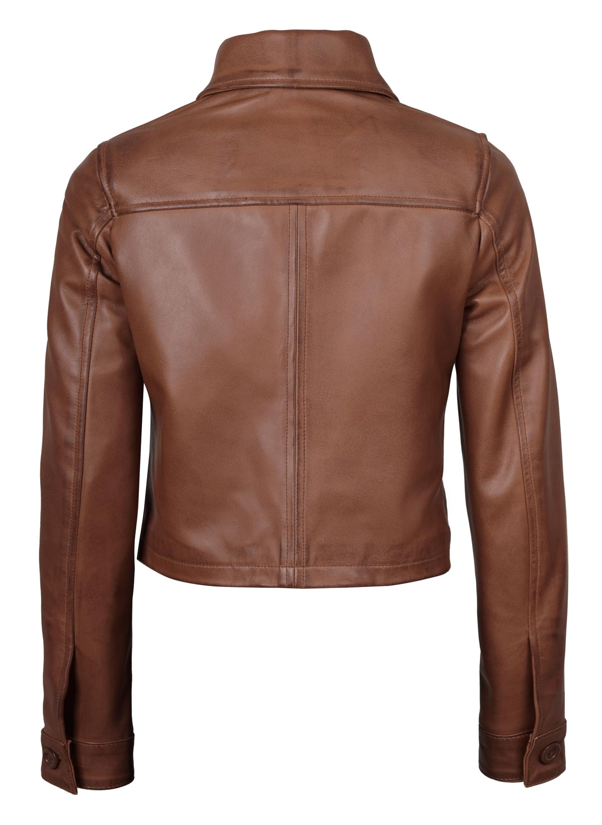 Decrum Jackets For Women Leather - Cropped Leather Jacket | [1329314] Mable Cognac Wax, L