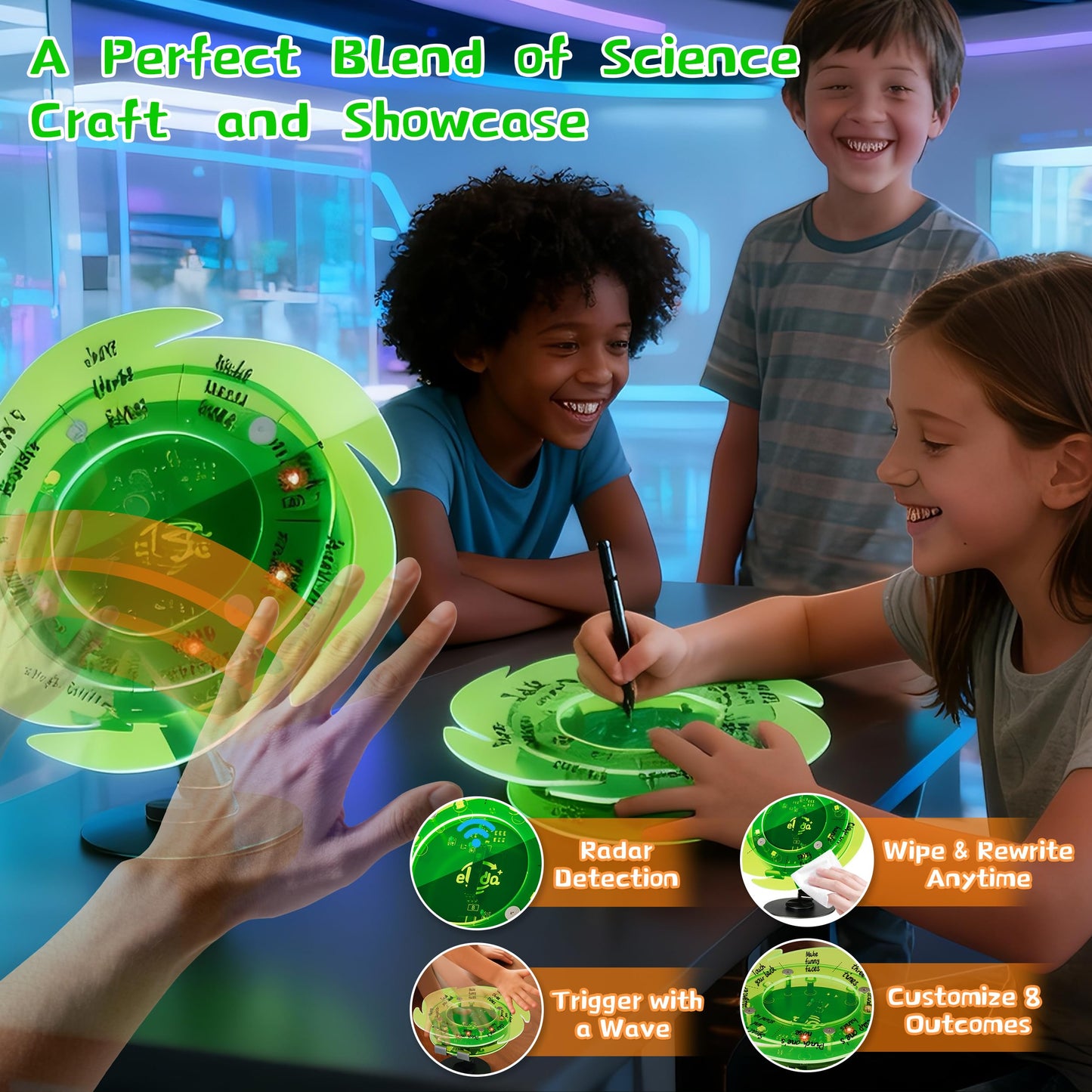 eUda+ STEM Electronic Lucky Wheel for 8-12 12-17 Stem Toys for Ages 8-13 Stem Games for Kids Ages 10-14 Build Toys for Teenage Boys 14-16 Unique Birthday Gifts Prize Wheel (Assembly Version, FWPC)