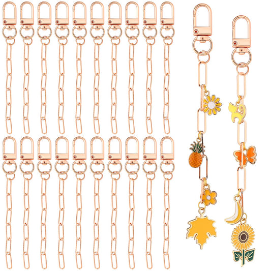 Liliaafar 50 Set Keychain Making Kit Metal Keychain Clips with Key Ring Swivel Snap Hook Lobster Claw Clasps and Extender Chain Bulk for DIY Craft Supplies Jewelry Bags Accessories Gift (Rose Gold)