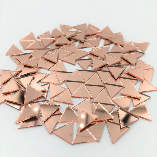 NUORUI 15mm Triangular Shape Mirror Mosaic Tiles, Rose Gold, Craft Mirror, 120 Pieces