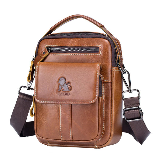 BAIGIO Genuine Leather Small Messenger Bag for Men Crossbody Shoulder Bag for Ipad MIni Handbag Man Purse Satchel for Daily Business