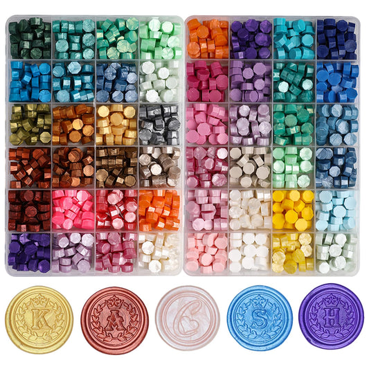 Andotopee 1200 Pcs Assorted Color Wax Seal Beads Bulk, Multicolor Sealing Wax Beads for Stamp Seals, Premium Stamp Sealing Pellets Kit for Wedding Invitation, Envelope Seal, DIY Crafts, Gift Idea