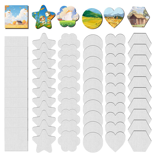 ZhouBoat 60 Pcs Magnetic Canvas Panel Mini Canvas Boards for Painting 3 Inch Small Canvases Bulk Mini Canvases DIY Decorative Magnets Painting Crafts for Fridge Locker Home Office Decor (Mixed Styles)