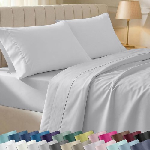 California Design Den King Size Bed Sheets Set - 400 Thread Count, Silky Smooth Sateen, Deep Pockets - Silver