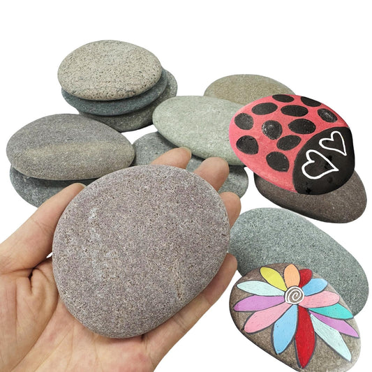 MSACC 16PCS Large Rocks for Painting, 3.3-4.0 Inch River Rocks to Paint, Flat Painting Rocks,Smooth Kindness Rocks for Crafts, DIY,Garden Decoration
