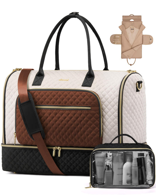 LOVEVOOK Convertible Travel Duffle Bag for Women Men, Garment Bag for Travel, Quilted Overnight Weekender Carry On Duffel Bags for Airplane