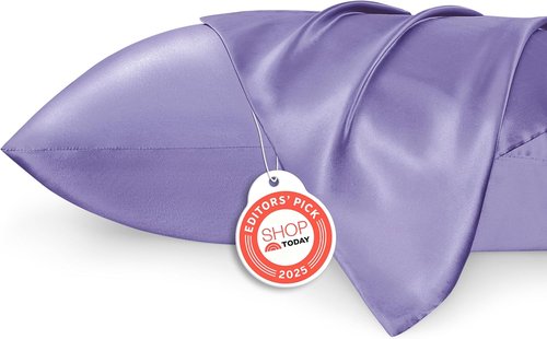 Bedsure Satin Pillowcase Set of 2 - Lilac Silky Pillow Cases for Hair & Skin | 20x36 Inches, Envelope Closure