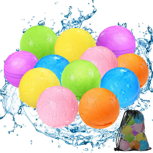 12Pcs Reusable Water Bomb balloons, Summer Toy Water Toy for Boys and Girls, Pool Beach Toys for Kids ages 3-12, Outdoor Activities Water Games Toys Self Sealing Water Splash Ball for Fun