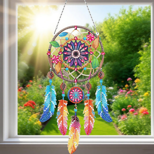 Sunovate DIY Dream Catchers Diamond Painting Kit - Handmade Craft for Boho Decor, Symbol of Good Dreams & Positive Energy, All-Inclusive Crafts for Adults (Vibrant)