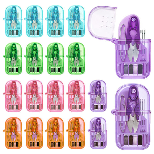 20 Pieces Mini Travel Sewing Kit, Small Emergency Sewing Kit Bulk, Portable Travel Sewings Box Kits, Emergency Repair Tool with Needle Thread Scissors for Beginner Traveler Homeless Home (Multicolor)