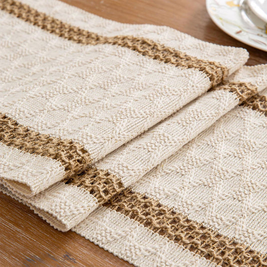 Niviy Boho Table Runner 90 Inches Long Summer Farmhouse Macrame Table Runner Cotton Linen Woven Table Runners for Fall Dining Table Home Baby Bridal Shower Decor , Beige & Brown