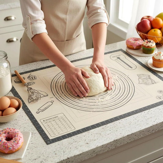 Skiennix Silicone Baking Pastry Dough Mat - 28x20 Inch Nonstick Rolling Sheet for Cookies & Bread