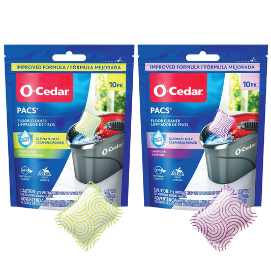 O-Cedar Floor Cleaning 20ct Pacs with Citrus Scent 10ct (1- Pack) and Lavender Scent 10ct (1-Pack)