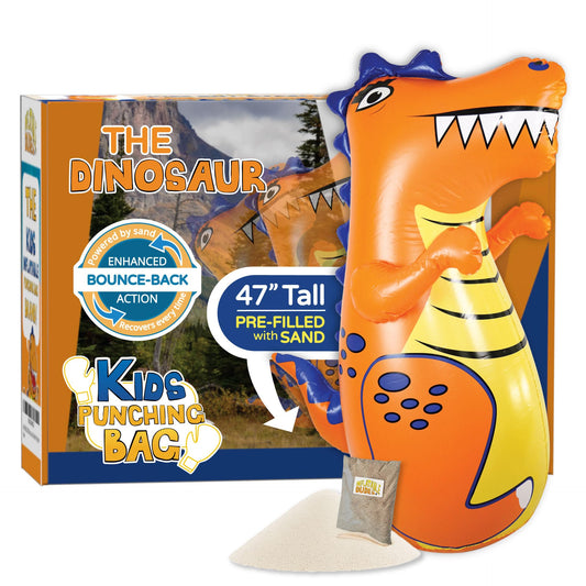INFLATABLE DUDES Dinosaur Toy 47 Inches - Kids Punching Bag | Already Filled with Sand| T-Rex | Bop Bag | Inflatable Bopper | Punching Bag for Kids | Dinosaur Party Decorations | Boxing - (Rex)