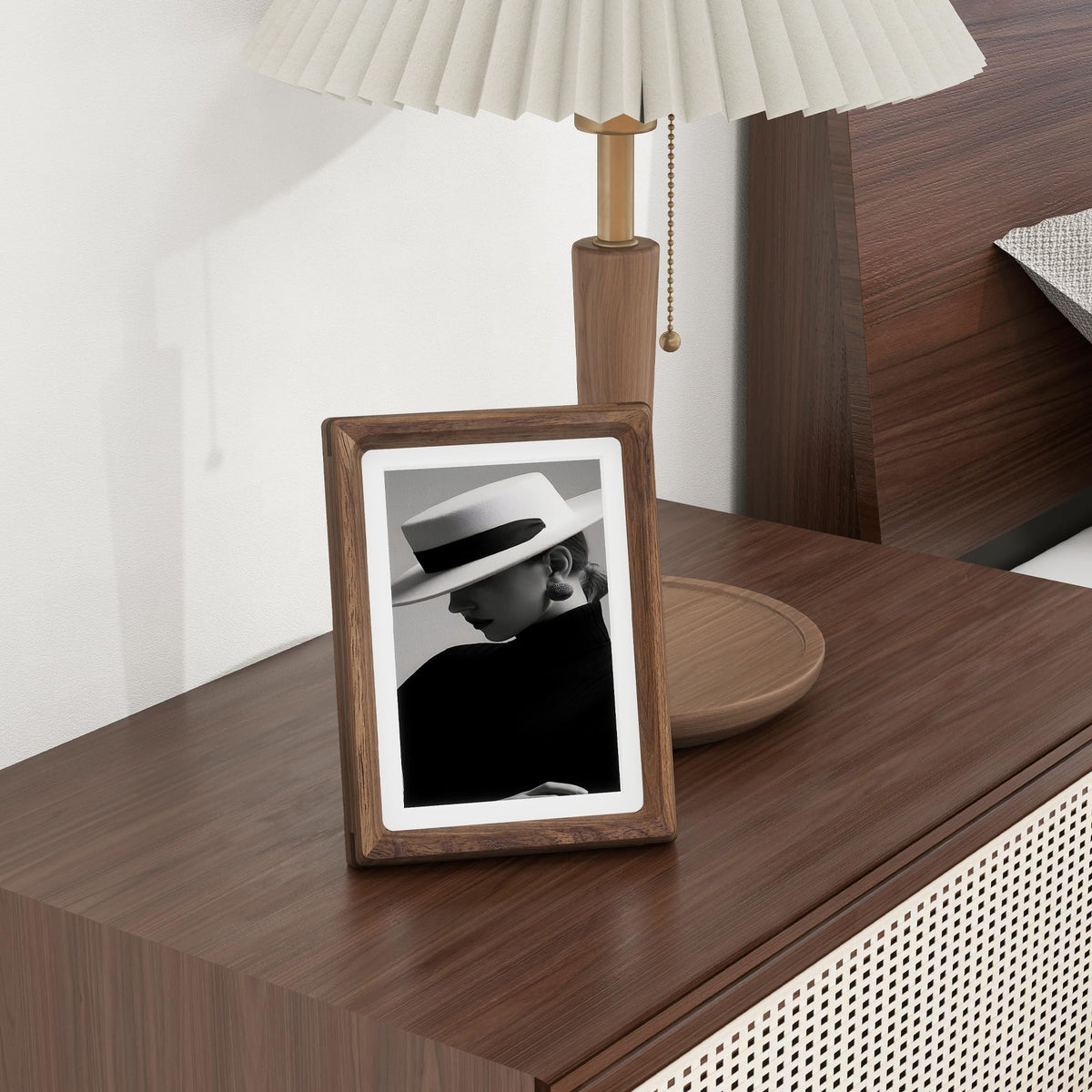 Dreamland 5x7 Picture Frame, USA-Sourced Walnut Wood Photo Frame with HD Tempered Glass, Wooden Frame Matted to 4x6, Handcrafted Rounded Corner for Tabletop or Wall Display