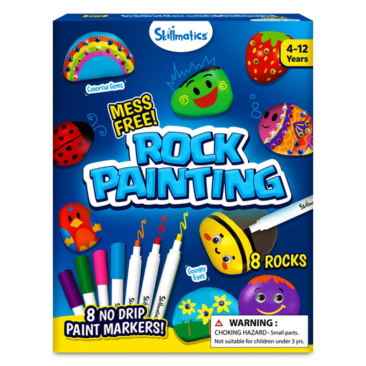 Skillmatics Rock Painting Kit - Mess-Free Art & Craft Kit for Girls & Boys, Craft Kits & Supplies, DIY Creative Activity, Screen-Free Fun, Gifts for Kids Ages 4, 5, 6, 7, 8, 9, 10, 11,12