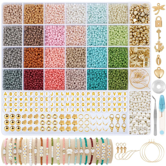 TEXGIZRLY 3mm Seed Beads for Bracelets Making, Friendship Bracelet Making Kit for Girls, 24 Colors Bead Bracelet Kit, Beads for Jewelry Making Kit, DIY, Arts, Crafts Gifts Age 4+ (3MM-B)