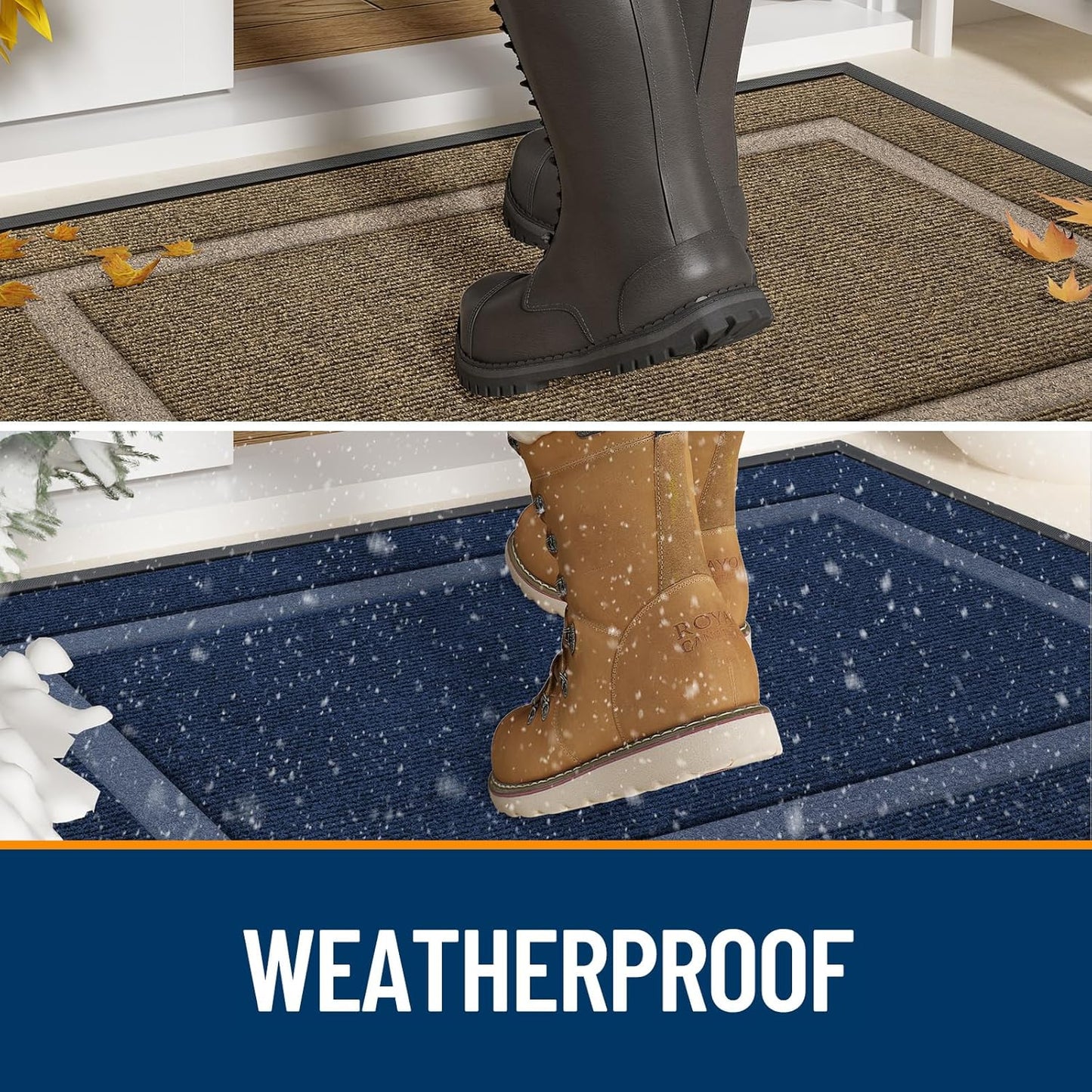 OLANLY Indoor Outdoor Front Door Mat - Waterproof All-Season Doormat, Easy Clean, 29.5x17, Charcoal Gray
