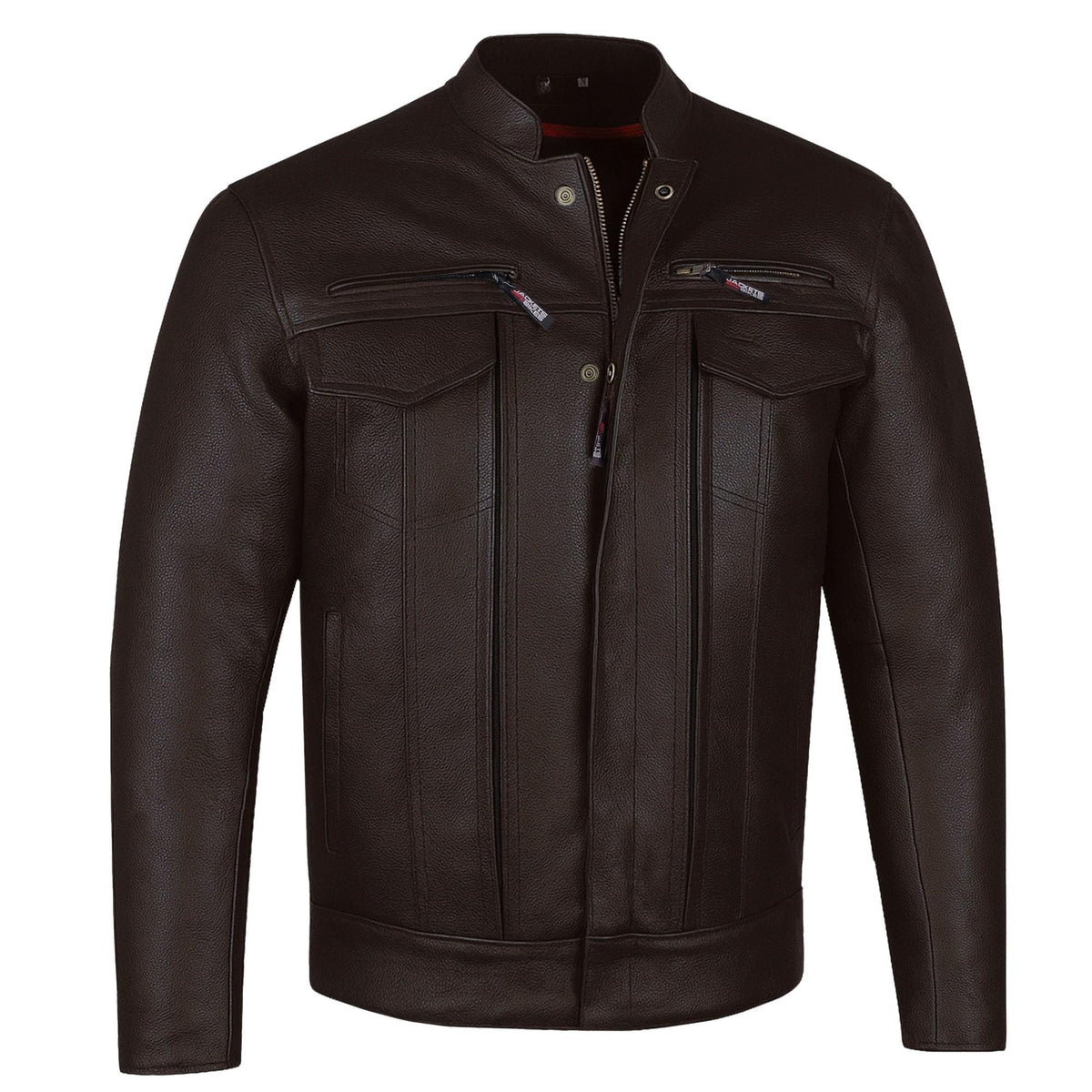 COMMUTER Men's Motorcycle Jacket, Premium Buffalo Leather, CE Armor - Ventilation, Utility Pockets, Cruiser Biker Brown XXL
