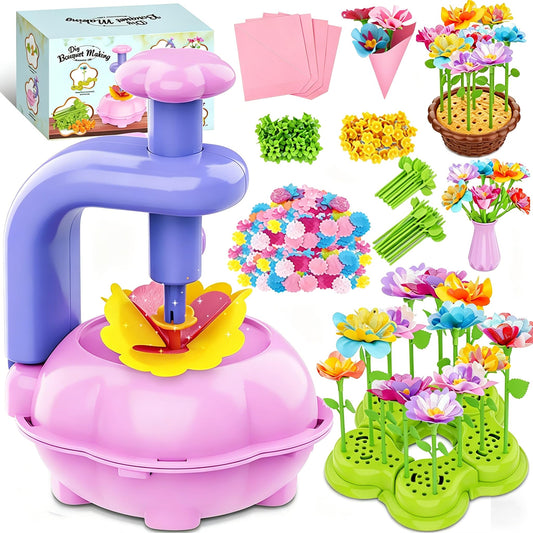 FUNZBO Craft for Girls Kids Ages 6-8-12 - Fabric Flower Making Bouquets Kit, Birthday Gifts for Age 3 4 5 6 7 Years Old Girl, Toddler Spring Summer Garden Toy