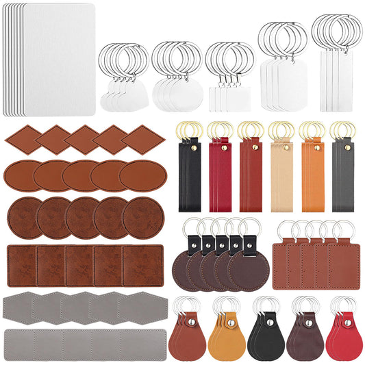 Tondiamo 100 Pcs Lasable Engravable Blanks Engravable Items Leather Keychain Blanks Leatherette Iron on Hat Patches Blank Business Cards for DIY Custom Laser Engraving Craft Gifts ID Name Tags
