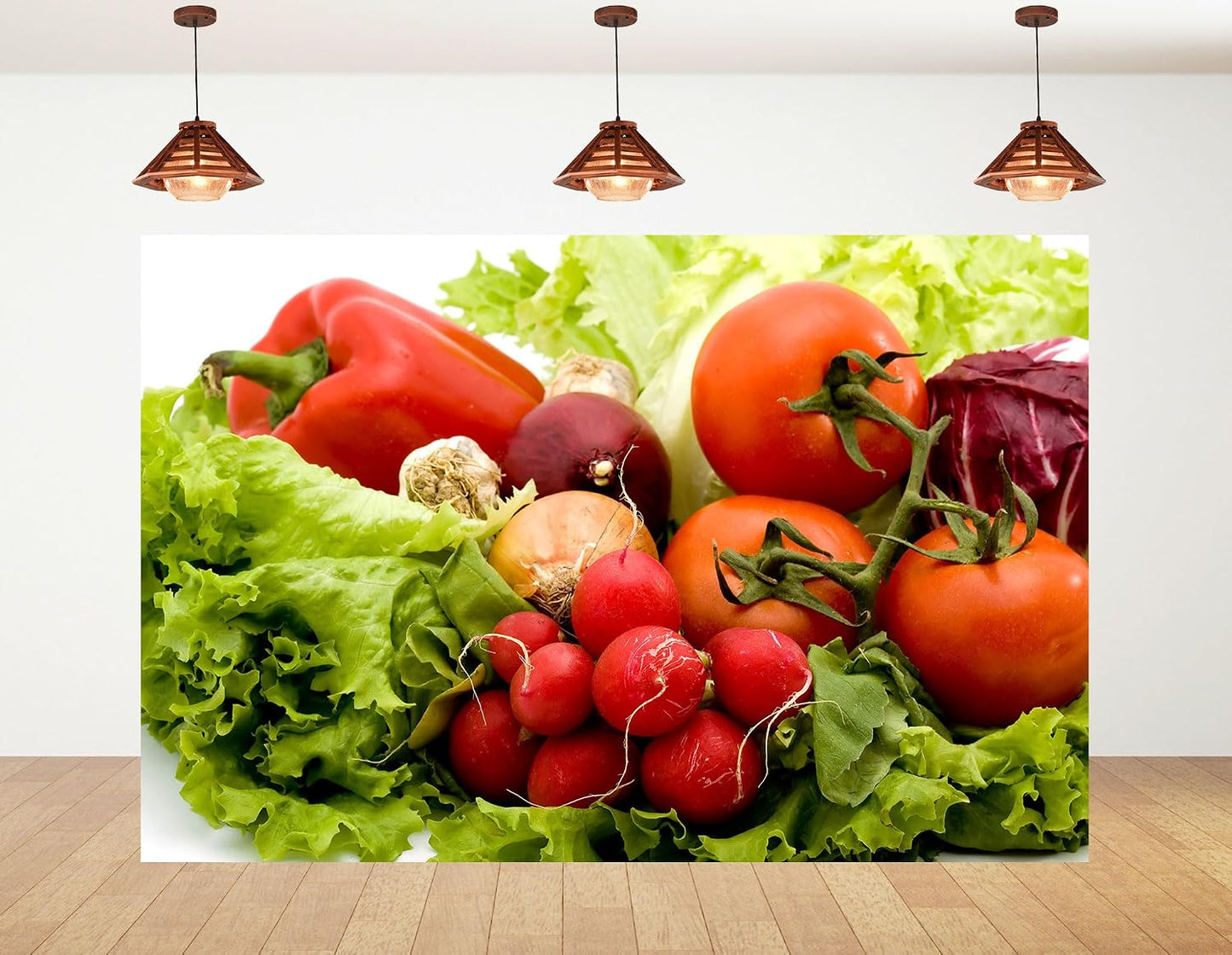 KeyWork 8x8ft Fresh Vegetable Backdrop Farm Produce Photography Background for Party Food Themed Cooking Events