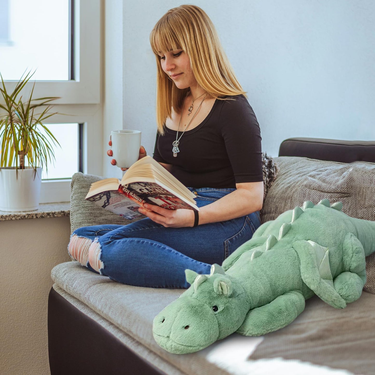Dodhse Pterosaur Stuffed Animal with Wings - Cute Soft Dinosaurs Plush Toys Little Flying Dragon Plushies Pillow Doll Christmas Birthday Gifts for Kids Boys Girls (Green,27.55inch/70cm)
