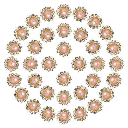 PATIKIL 12mm Sunflower Pearl Sew on Rhinestones, 200 Pcs Rhinestone Sequin Embellishments Crystal Glass Metal Base Flower Claw Rhinestones for Bedazzling Crafting Clothes, Champagne