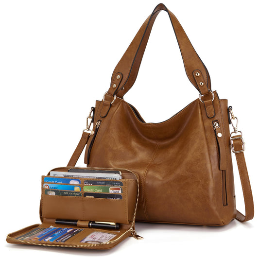 TOVAXY Women's Hobo Handbags Crossbody Bags Ladies Tote Shoulder Bags Purses and Wallet Set 2pcs