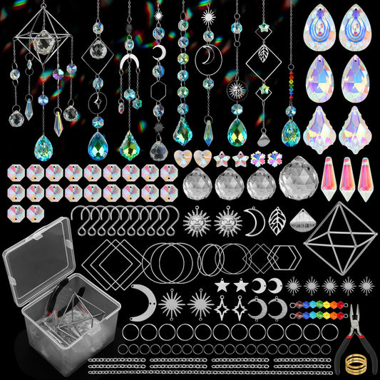 DIY Suncatcher Kit, 400pcs Crystal Sun Catchers Ornament Making Supplies Arts and Crafts Kits for Adults Indoor Windows Hanging Prism Garden Office Home Decor Gifts for Women Birthday Mother's Day