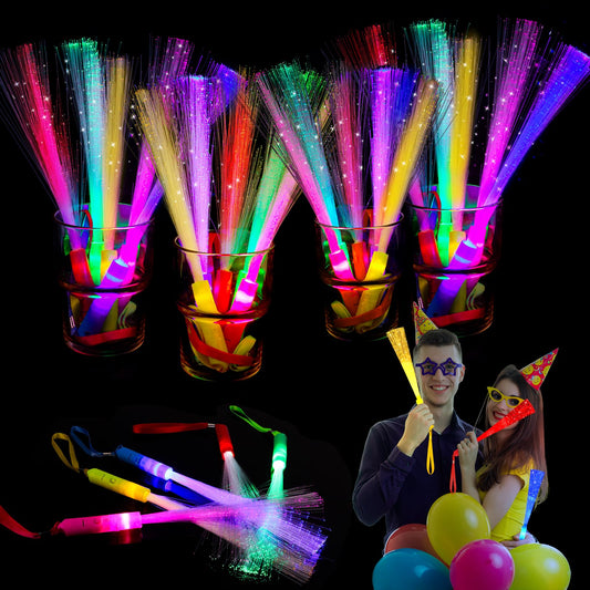 30PCS Fiber Optic Wand Glow Sticks, LED Light Up Wand, Glow in the Dark Party Supplies, Light Up Party Favors, Fiber Optic Lights, Glow Flashing Light Sticks for Neon Party Decorations, Chirstmas