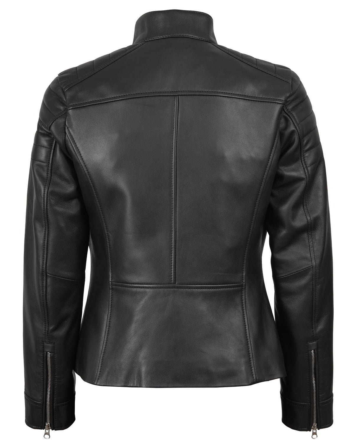 Decrum Disc Black Leather Jacket Woman - Leather Biker Cafe Racer Jacket Women | [1309743] Carrie Black, M