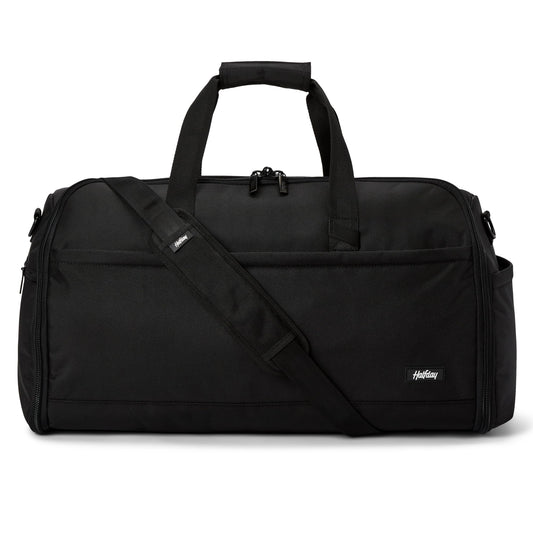 Halfday Convertible 2-in-1 Premium Garment Duffel Weekender Bag 45L: Wrinkle-Free Travel (Hanging Suit Compartment, Shoe Pockets, Trolley Sleeve), Balistic Nylon Carry-on, Jet