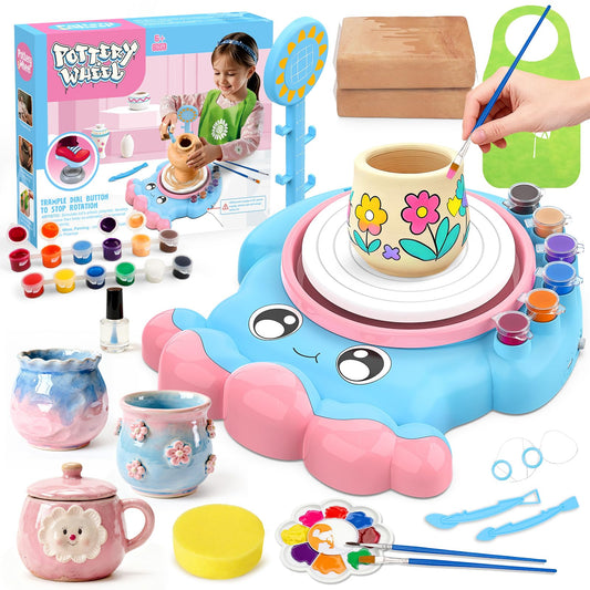 Aujazyble Pottery Wheel for Kids, Complete Pottery DIY Art & Craft Kit Toy, Arts and Crafts for Kids Ages 8-12, Girls Boy Toys Birthday Halloween Christmas Gift for Kid Ages 6 7 8 9 10 11 12+, Blue