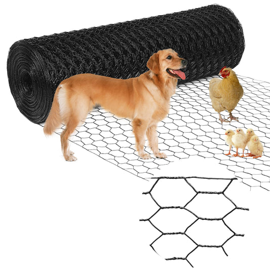 Yardbliss Premium Black Chicken Wire Fencing12inx150ft, PVC Coated Chicken Wire, Poultry Netting, Galvanized Chicken Wire Barrier for Floral Arrangements/Craft Projects/Pet/Rabbit