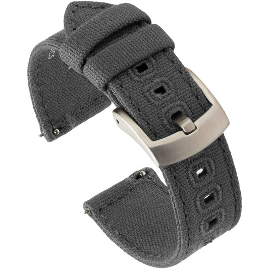 Benchmark Canvas Watch Band - Quick Release Cotton Fabric Watch Straps for Men & Women (22mm, Grey)