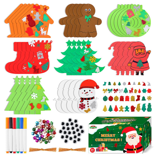 Max Fun Christmas Crafts for Kids Toddlers, 350Pcs Foam Ornaments DIY Christmas Arts and Crafts Kits Bulk Stickers Set, Xmas Tree Snowman Christmas Decorations Crafts Party Favors Supplies