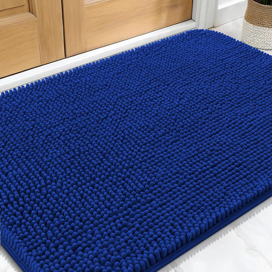 OLANLY Dog Door Mat - Absorbent Non-Slip Washable Doormat for Muddy Paws | 34x21 Royal Blue