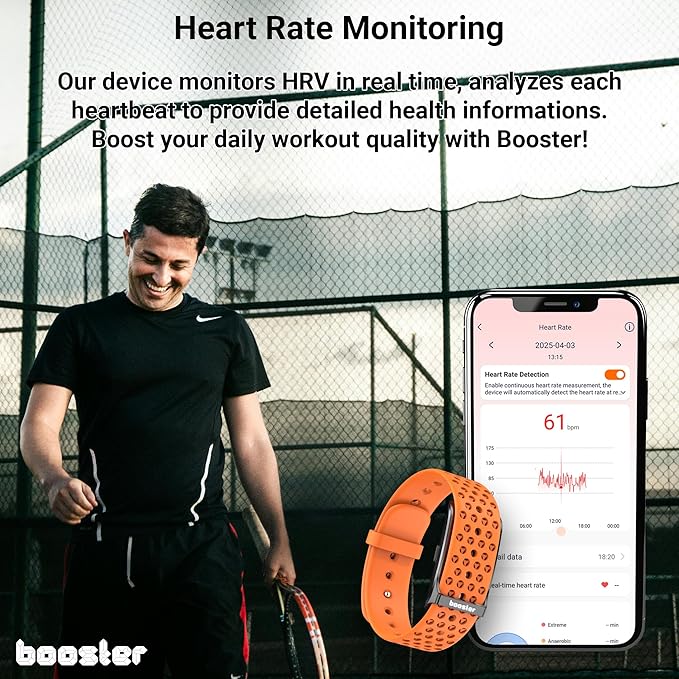 Booster Smart Bracelet, Wearable Activity & Fitness Tracker Band, 24H Sleep Tracker, All-Day Continuous Heart Rate Blood Pressure Stress HRV Monitor, 120+ Sport Modes Smart Wristband, Silicone Navy