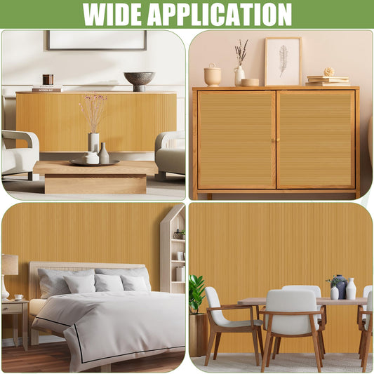 Bamboo Wall Panel for Interior Wall Decor, Renewable Pole Wrap Wainscoting Roll Bamboo Covering Paneling for Wall Ceiling Office Bedroom Living Room (48" H x 96" L, Carbonized)