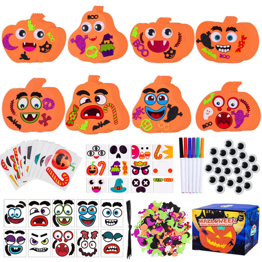 Max Fun 332PCS Halloween Crafts for Kids, Halloween Activities Foam Pumpkins for Crafts Stickers Gift Kits, DIY Art and Craft Set for Holiday Classroom Decorations Party Favors Supplies