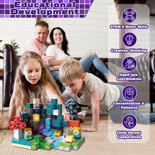 Annexfun 200PCS Magnetic Blocks with Light Up Blocks - Magnetic Building Blocks, Magnetic Cubes STEM Sensory Learning Toys for Kids, Birthday Gifts for Boys and Girls Ages 3+