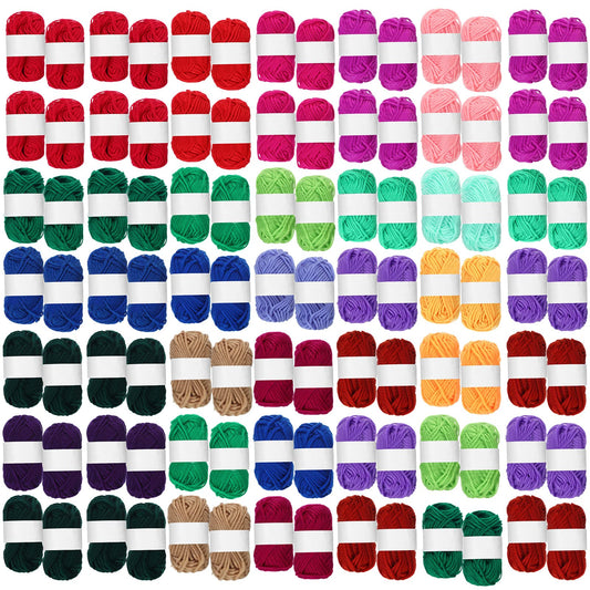 Nuogo 100 Rolls Acrylic Yarn Bulk for Crocheting Knitting Multicolor Yarn Skeins 2200 Yards Mini Soft Yarns Bundle Multicolor Skeins for Hand Knitting Craft Project Adult Kids Beginner Kits, 25 Colors